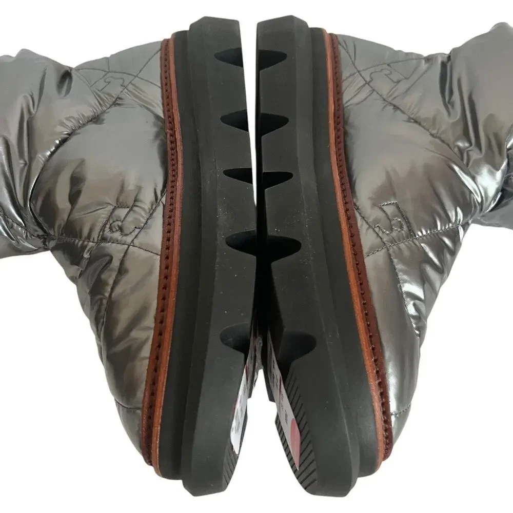 Tory Burch Sleeping Bag Quilted Puffy Platform Sliver Snow Boots Size 10.5